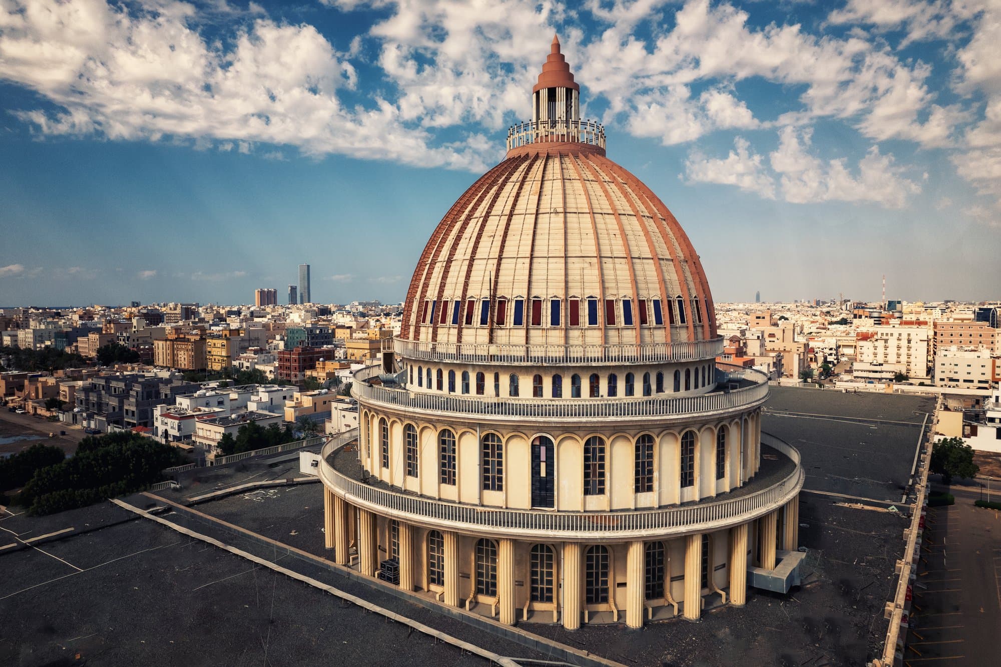 Aerial drone photograph over Jeddah, Saudi Arabia captured from high altitude